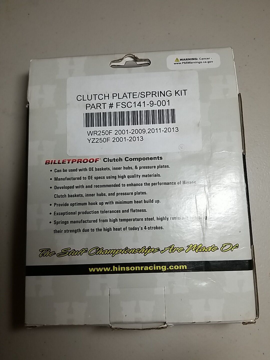 Hinson Clutch Plate Kit FSC141-9-001 Yamaha YZ250F WR250F 2001 - 2013 No Springs