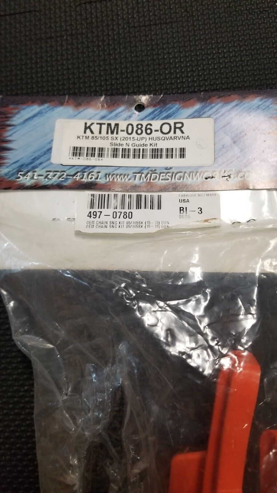 T.M. Designworks Chain Slide-n-Guide Kit Orange KTM-086-OR KTM 85 105 SX