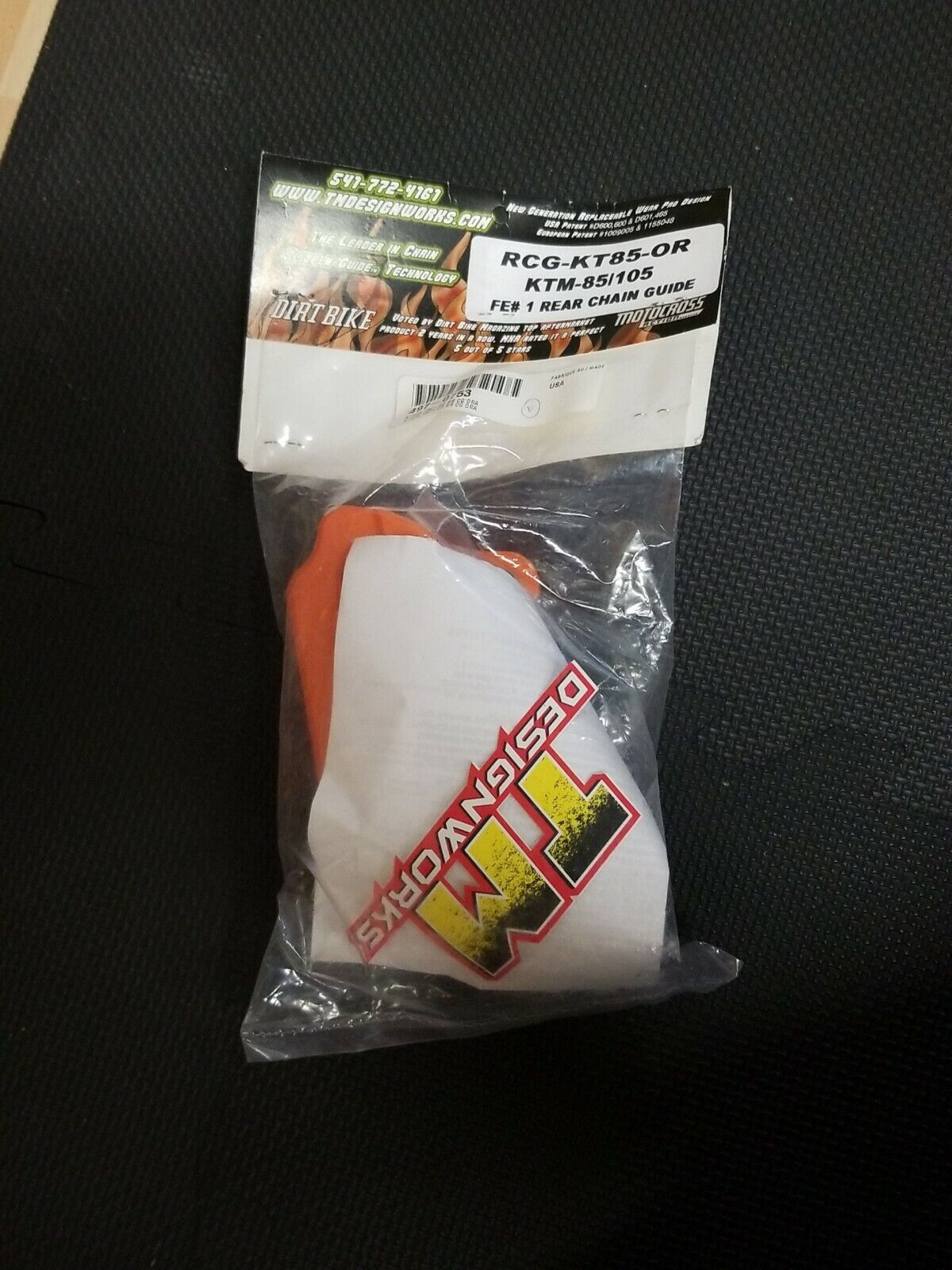 TM Design Works Factory Edition 2 Rear Chain Guide Orange RCG-KT85-OR