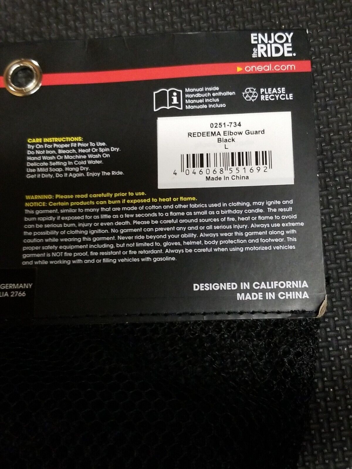 O'Neal REDEEMA Elbow Guards Black Large 0251-734 (R2)