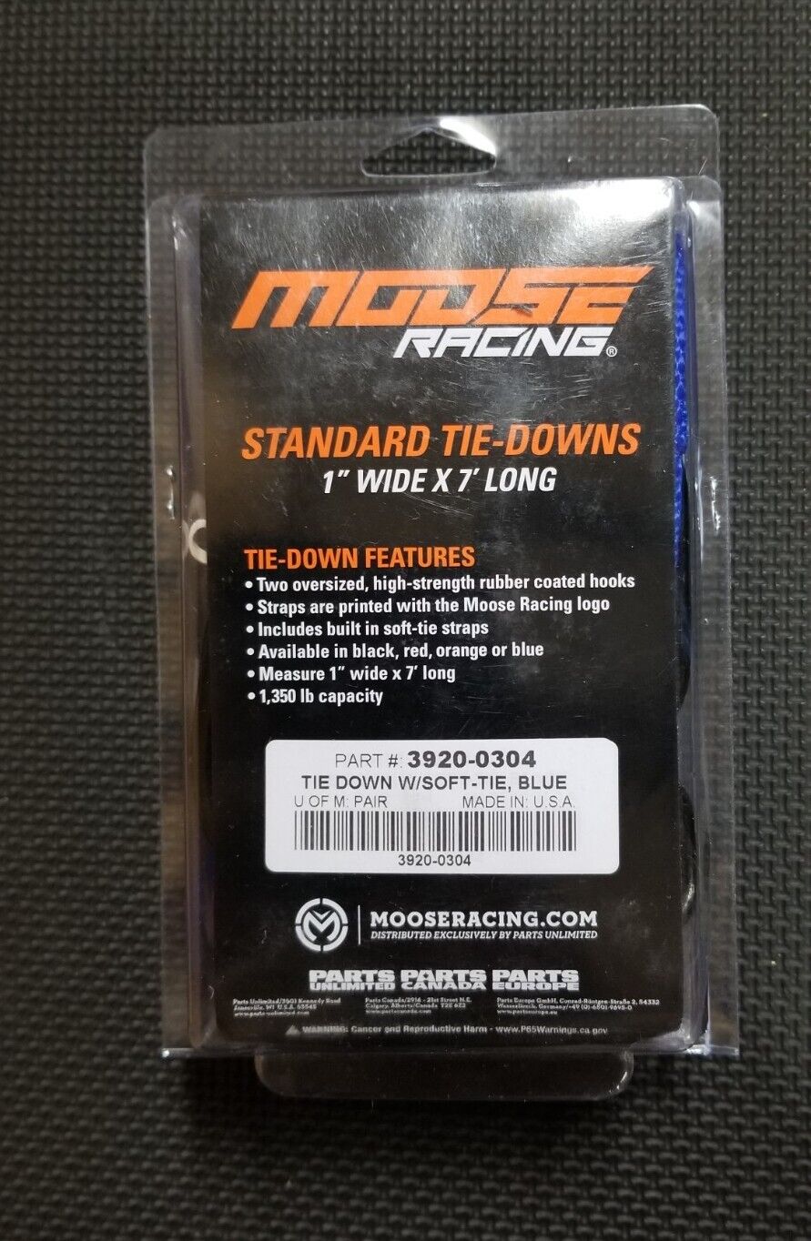 Moose Racing Standard Tie-Downs Soft-Tie Straps 1" X 7' Blue 3920-0304