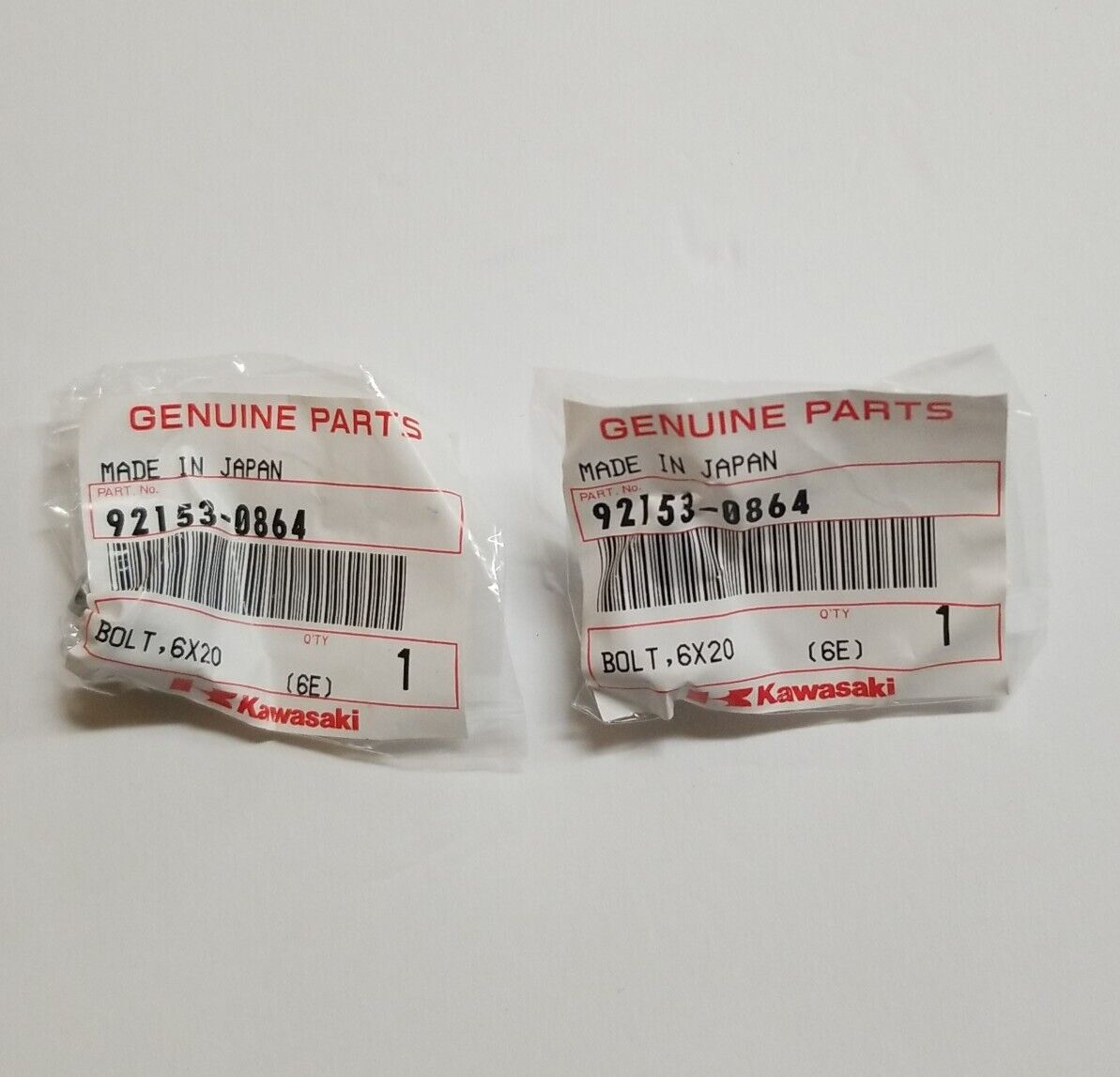 Kawasaki OEM 92153-0864 Bolt 6x20 Qty. 2