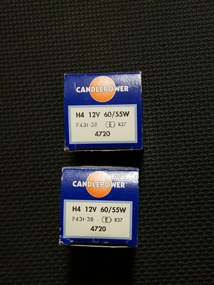 NEW CandlePower H4 12V 60/ 55W P43t -38 / 4720 Halogen Bulb Set of 2