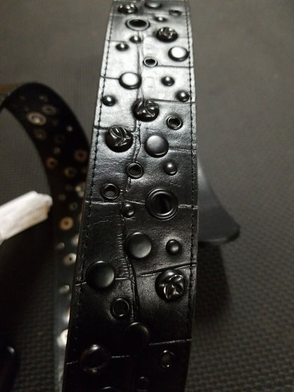 Joe's Jeans Genuine Leather Black Crock Belt JJ1015 Unisex Studded